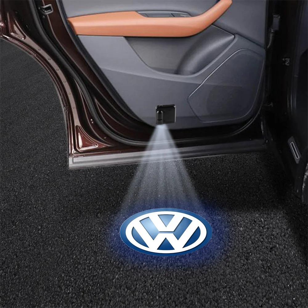 VW 1/2PCS HD Car Door Welcome Lights LED Wireless Projector Lamps For Volkswagen Vw Tiguan Jetta Mk6 Scirocco Polo 6R Touran Passat EO1