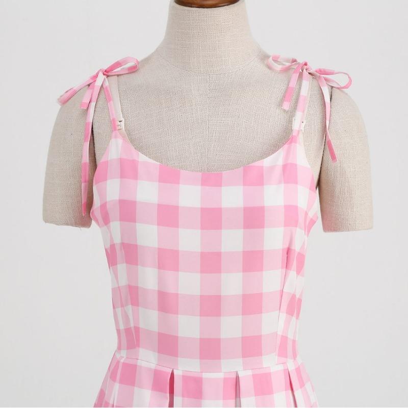 x retro supply summer cool new plaid suspender slim pendulum dress
