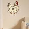 Silents None Ticking Wall Clock Natural Wood Chicken Clock with Black Number Markers, Battery Drive, Weathered Beige Finish, and Decorative Bird