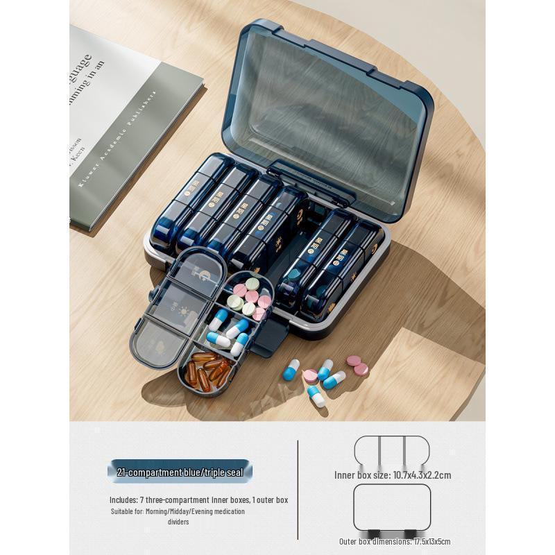 7-Day Japanese Pill Organizer: Portable 3-Times-a-Day Medicine Dispenser KTY