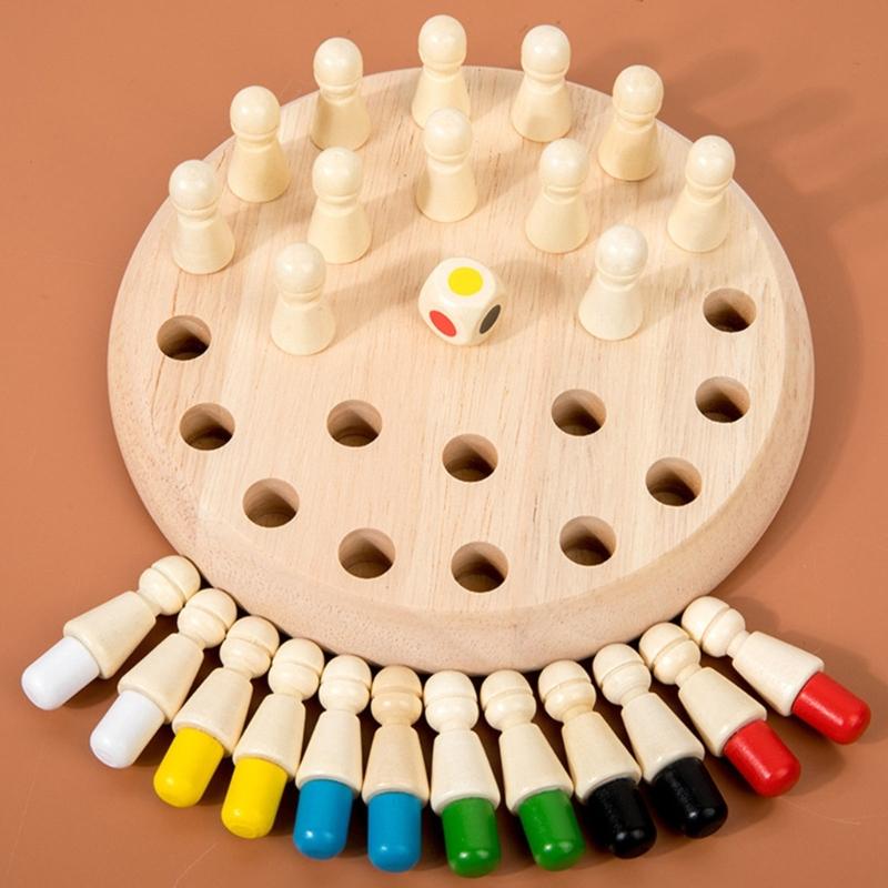 Wooden Memory Matching Game Concentration Training Educational Toy Early Education Color Memory Chess for Kids