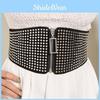 Multiple Small Flat Nail Zipper Waist Seal Waistband With Rivets Black Belt