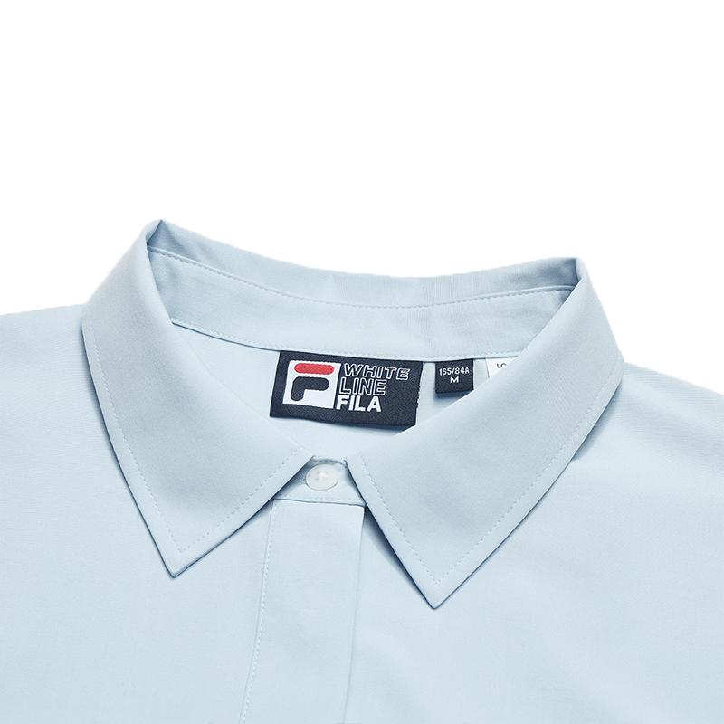Fila Heritage Classic Simple Stretch Comfortable Loose Woven Long Sleeve Shirt Women Shirts F11W548406FLB