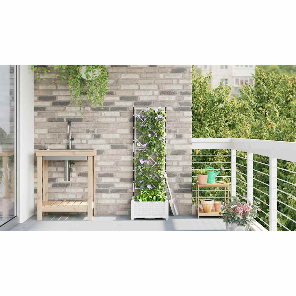Garden Planter White 40 X 40 X 125.5 Cm Plastic