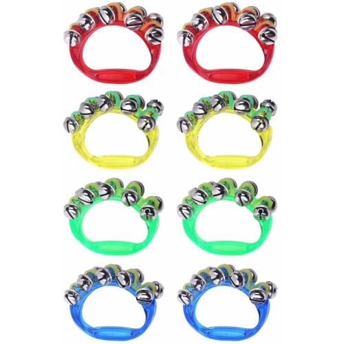 Elrinrin Ring Bells, Hand Bells, Musical Instruments, Bells, Tin Percussion, Karaoke Accessories, Ages 6 and Up, 4 Colors/Set of 8