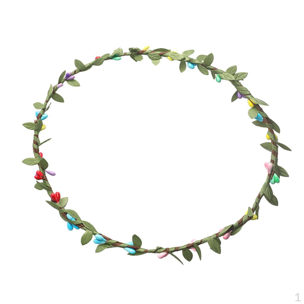 - Bohemian Flower Leaf Garland for Forehead Rose red, as described Multi