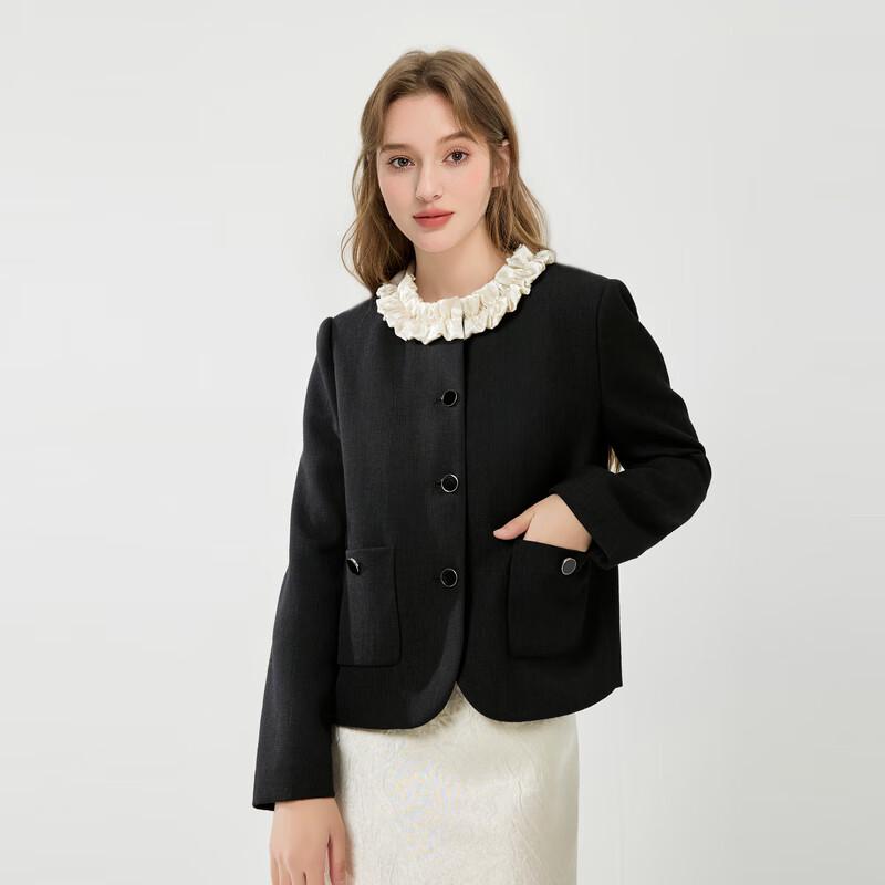 

Qiushui Yiren Ретро Кружевной Воротник Короткая Куртка M