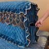 Luxury Fine Flannel Quilted Bed Head Cover Lace Edge Short Plush All-inclusive Headboard Cover Elegant Protective Cover