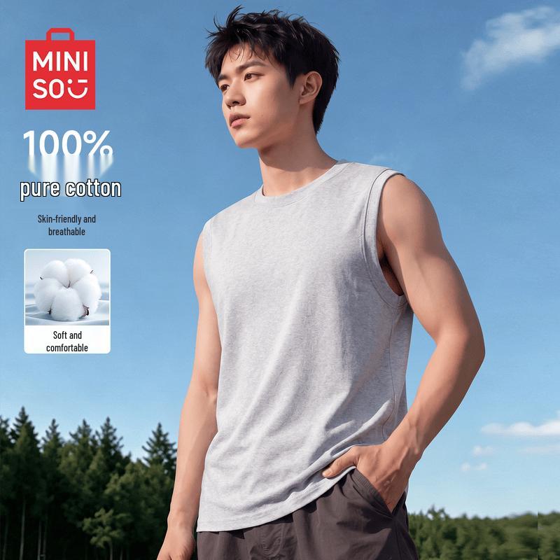 MINISO Men's Pure Cotton Sleeveless Vest