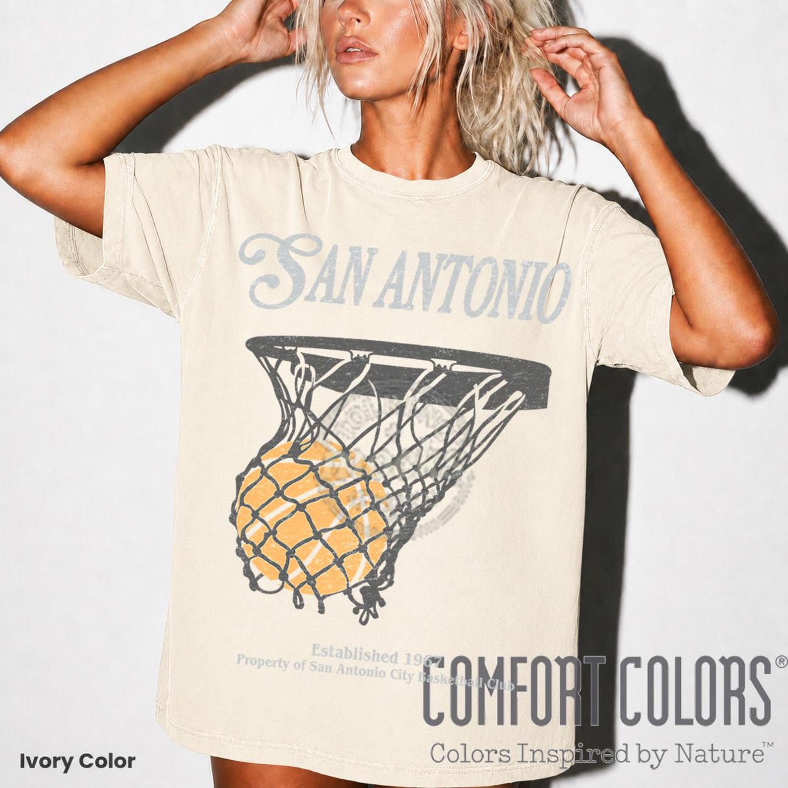 Vintage Basketball Hoop Shirt, Retro Basketball Graphic Tee, Basketball Lover Gift, Sports Fan Appareal, Comfort Colors Unisex T-Shirt FD M