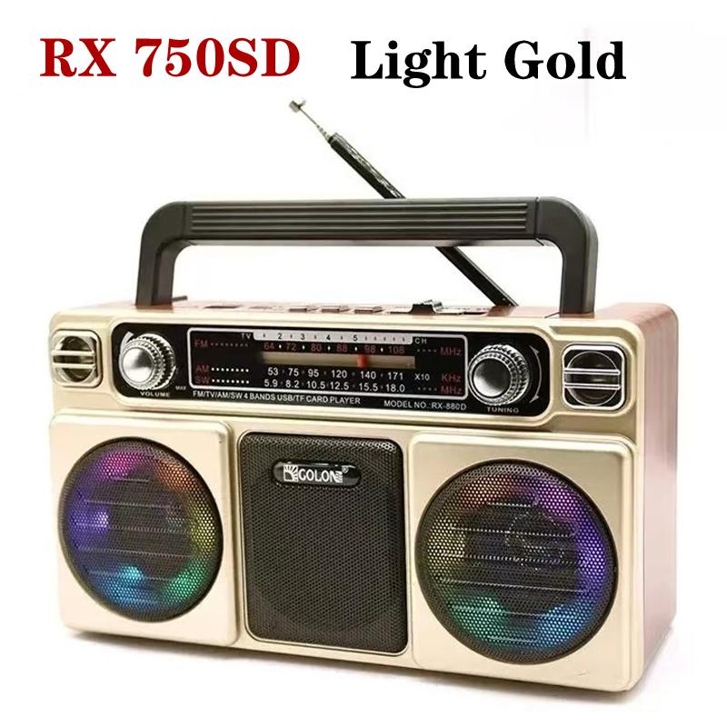 

Высококачественное ретро портативное радио USB TF AM FM SW многополосное винтажное домашнее радио Bluetooth динамик со светом перезаряжаемый DC золотой