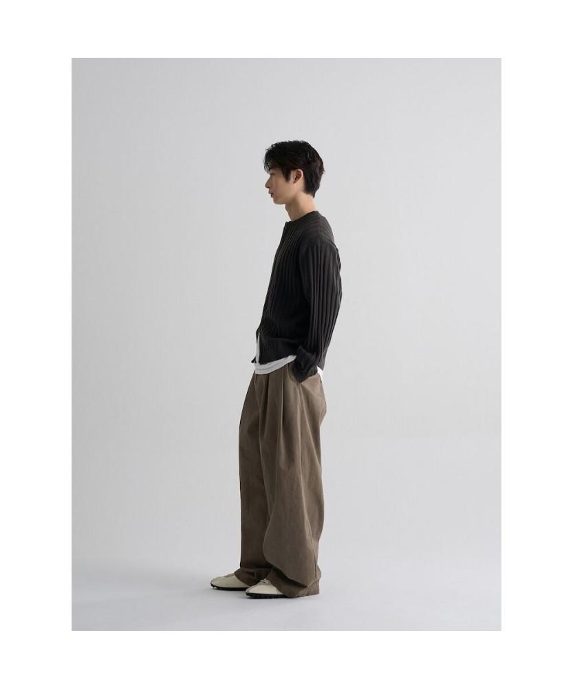 8SECONDS Wide Curved Pintuck Chino Pants Brown