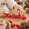 Wooden Christmas Train Decorations Decoration, Painted Mini Ornament with Snowman Tree Solid Wood Festival Crafts Bear, Holiday Tabletop Mantel