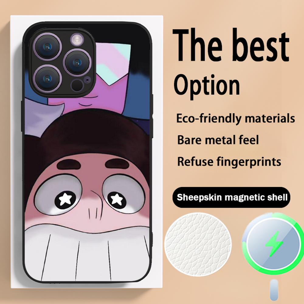 Steven classic cartoon cute universe design Phone Case For iPhone 16 15 14 13 12 11 Plus Pro Max Luxury Magsafe Sheepskin
