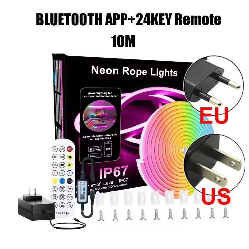 Dc24V Rgbic Neon Led Strip 5M 10M 15M 20M Rgb Ic Neon Rope Light With Bluetooth App And Remote Control For Diy Neon Gaming Tape