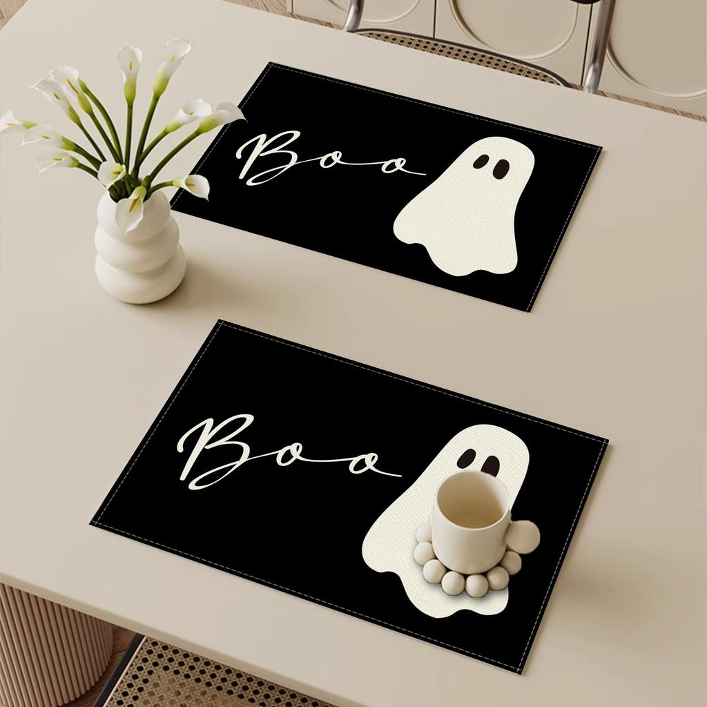 6pcs Halloween Placemats Square Placemats Potholder Decoration