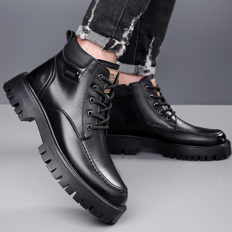 【FVVO ROCKSTA】THICK SOLED HIGH TOP BOOTS Thick-Soled High-Top Platform Men Leather Outdoor Boots \u2013 Zara-Craft