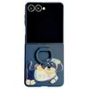 For Samsung Galaxy Z Flip7 5G Case Skin Touch Silicone Ring PC TPU Phone Cover with Cartoon Dachshund Sticker