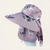 Fashion Flower Sunscreen Hat Wide Brim Fishing Cap New Ponytail Hat  Summer