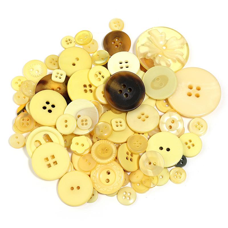 80PCS Resin Round Colored Buttons 2/4-Holes Mixed Buttons Handmade DIY Manual Button Painting Material Clothing Accessories