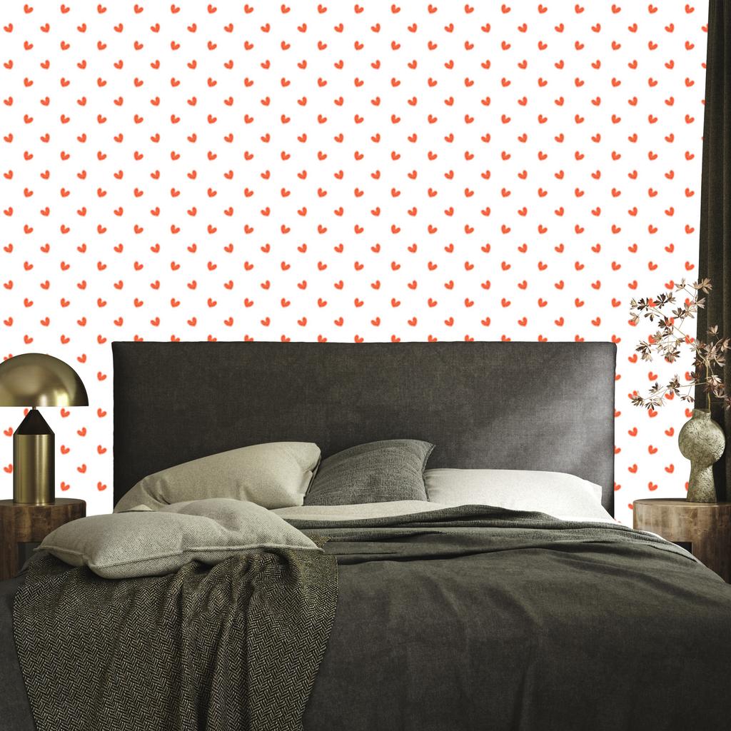 Hearts Wallpaper White, Peach and Coral 50x1000