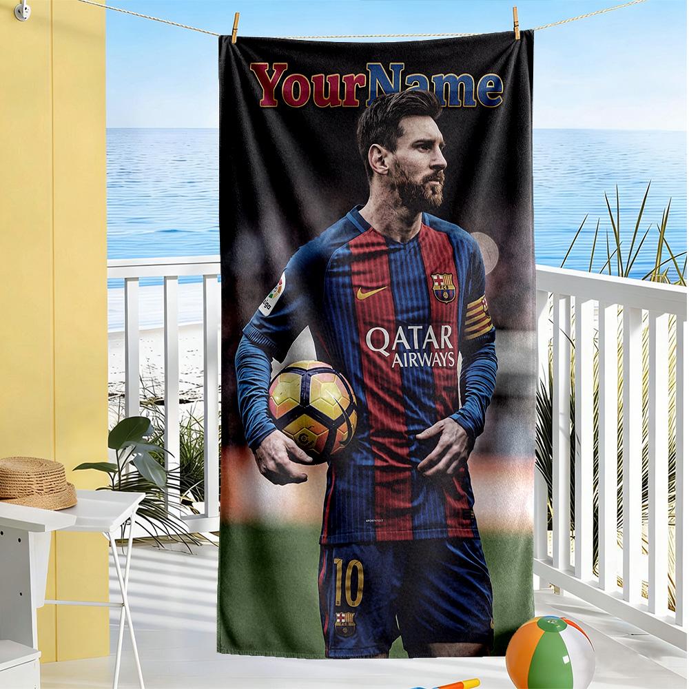 Messi Customize Text Beach Towel Soft Durable Quick-Dry Suitable for Sports Travel Swimming Yoga Bathroom Beach And Pool