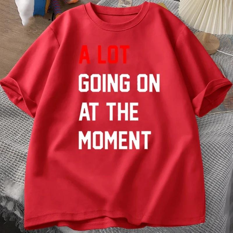 

Летняя мужская футболка Футболки с буквенным принтом «A Lot Going on At The Now» Хлопковая футболка свободного покроя с одним воротом Уличная одежда для фанатов Футболки XXXXXL золотой