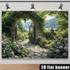 2D Enchanted Garden Backdrop Ivy Stone Arch Flower Photography Background