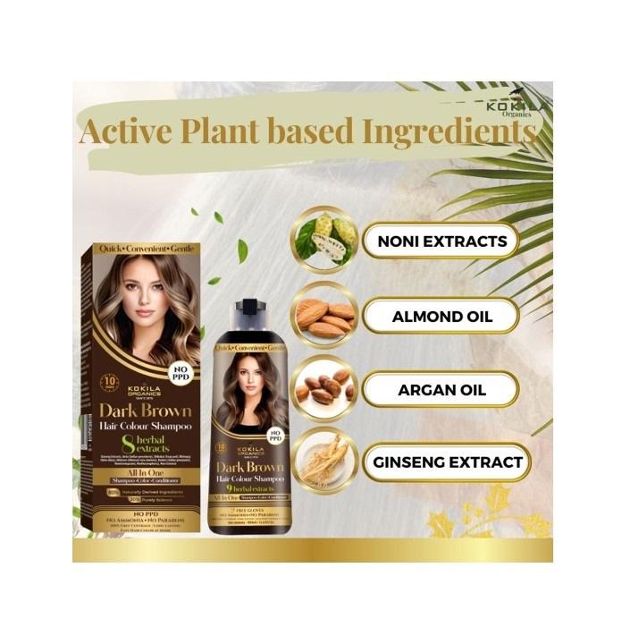 Organics Hair Color Shampoo With Natural Extracts 400 ml - Dark Brown