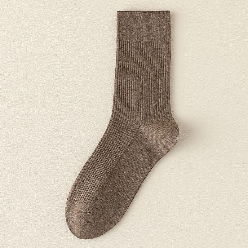 Men's Mid-calf Socks, Solid-colored Cotton Socks for Autumn and Winter, Sweat-absorbing, Versatile for Sports, Boneless Long Stockings for Business
