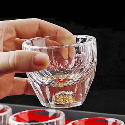 2 Stück/1 Stück Gläser Teeset 50ml Goldfolienbecher Sglas Kleiner Becher Likörsets Diamantkristallglas Geschenke für Freunde Teegeschirr