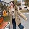 Women's Mid-Length Cotton Jacket with Large Fur Collar, Hooded, Winter 2024 Style, Warm Outerwear.