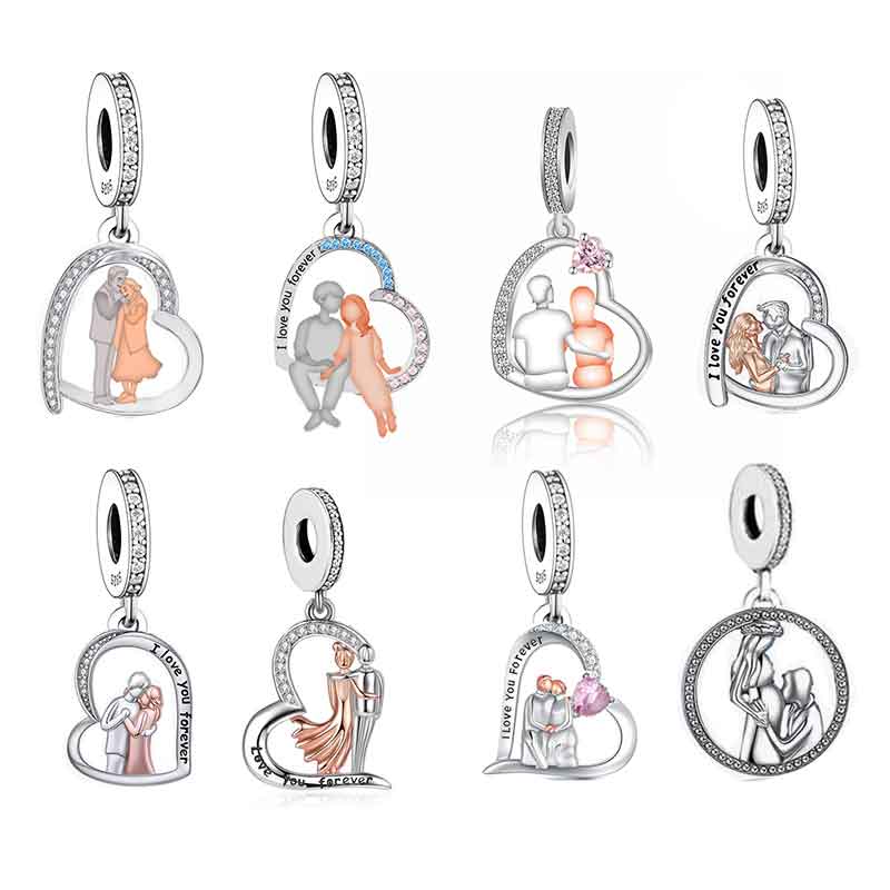 FC Jewelry Fit Original Pan Charms Bracelet Necklace 925 Silver Pregnant Mum And Dad Bead For Making Women Berloque