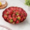 Plastic Fruit Bowl with Gold Trim, Clear Fruit Basket, Modern Decorative Serving Bowl for Kitchen Counter, Dining Room, Coffee Table