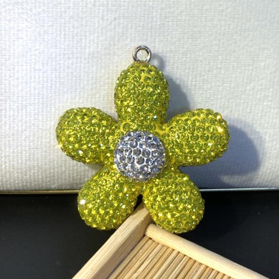 Keychain Pendant Small Flowers Shiny Rhinestone Sunflower Charm Key Chain Decorative Backpack Bag Accessories