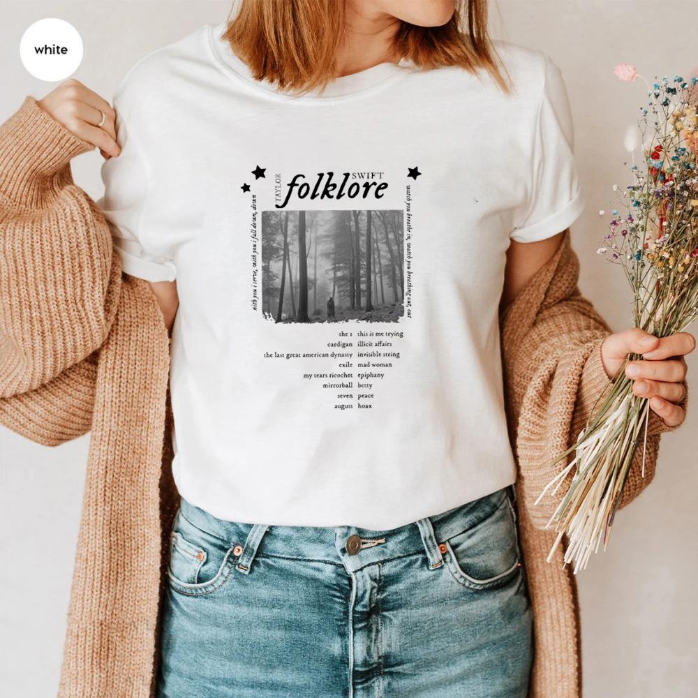 Folklore TS tracklist aesthetic Shirt Folklore Comfort Colors® Shirt Aesthetic Boho music T-shirt Women's Y2K Top Gift