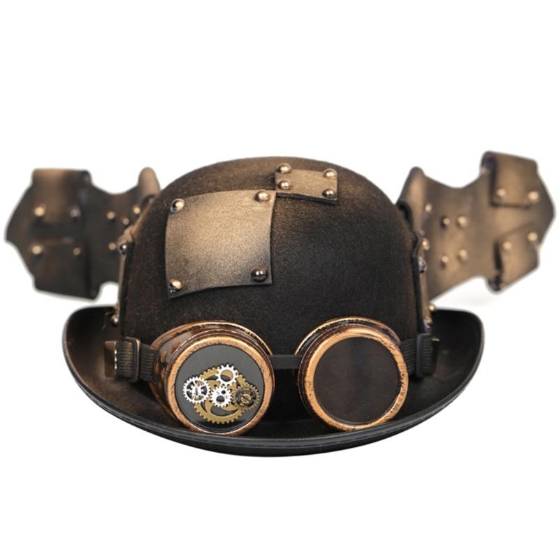 

Gay Top Hat Steampunk Top Hat With Goggles Black Halloween Top Hat Carnival 1 чорний