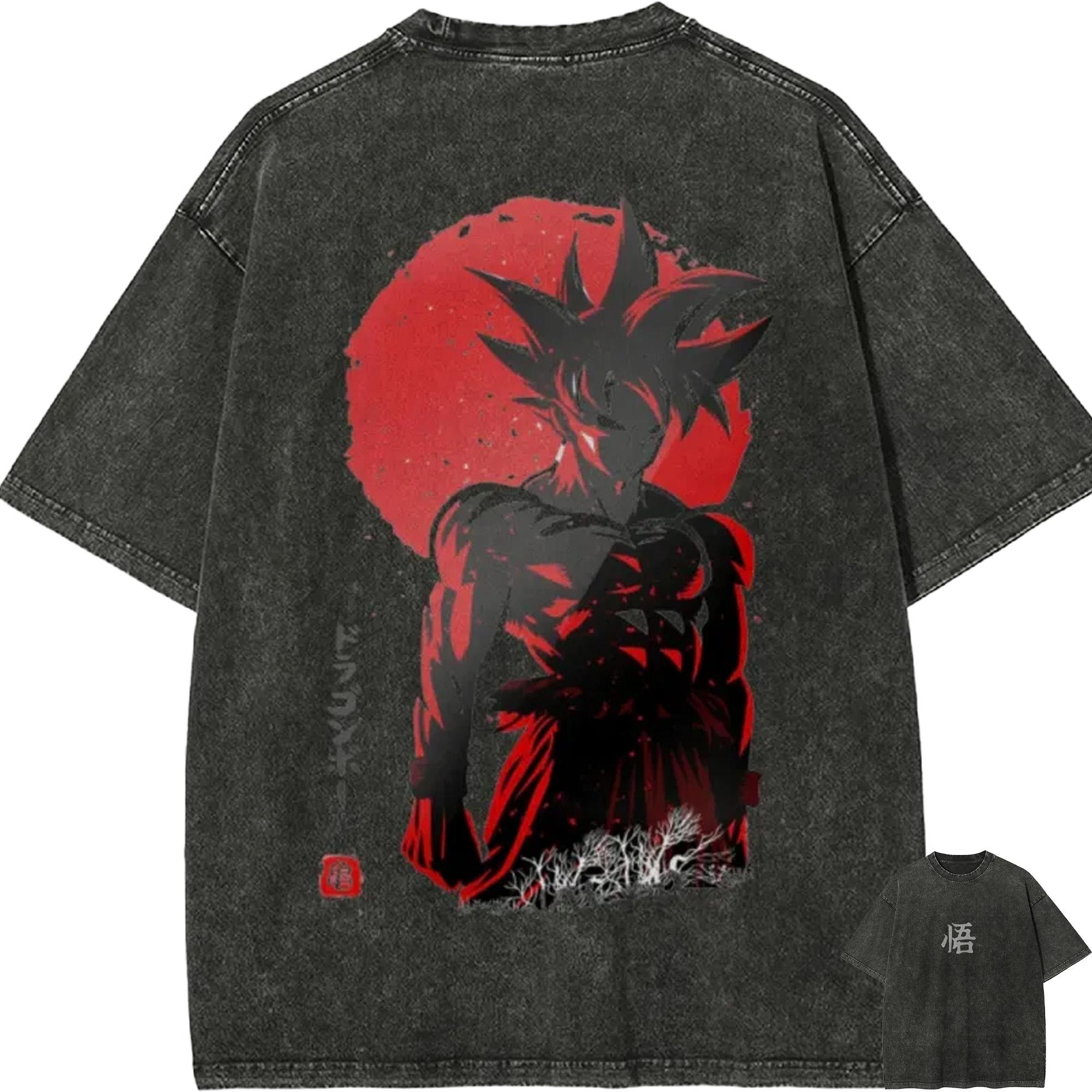 

Dragon Ball Goku T Shirt Ultra Instinct Men Acid Wash Oversized Streetwear Anime Red Sun Cotton Vintage Gym Graphic Tee M
