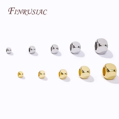 2-6mm Square Beads 18K Real Gold Plated Spacer Beads Separator For Bracelets Accessories DIY Jewelry Making Supplies
