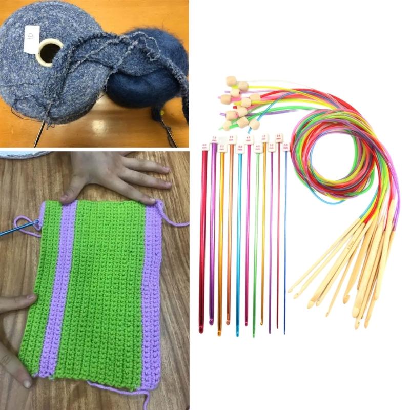 23 Pcs Tunisian Crochet Hook Set with Rope 2.0-8.0 Mm Knitting Needle Afghan Crochet Hook Set Knitting Tool for Sweater