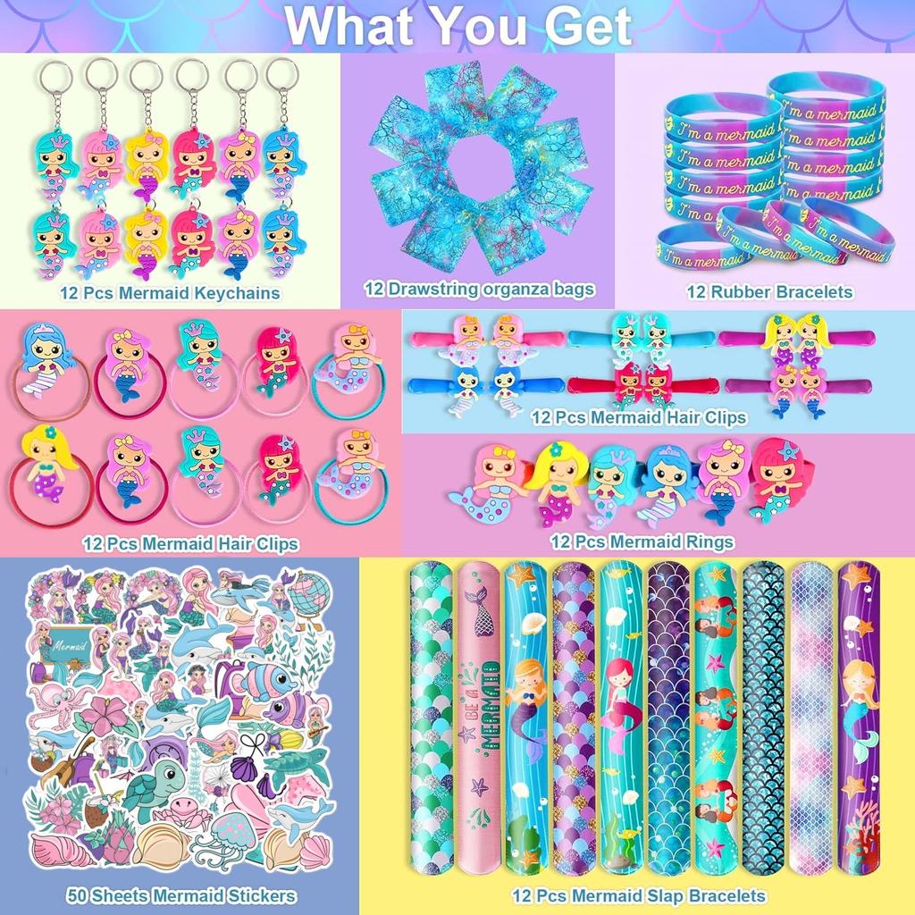 134Pcs Mermaid Party Favors Mermaid Pinata Litttle Mermaid Birthday Party Decorations Toys for Gifts Goodie Bag Classroom Prizes