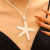Holiday Starfish Necklace Resin Starfish Pendant Necklace Adjustable String Coastal Necklace for Women Girls Summer Beach