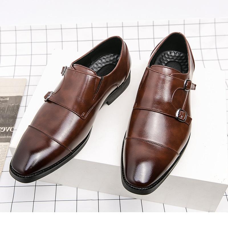 Luxury Designer New Monk Strap Black Brown Oxford Shoes For Mens Formal Wedding Prom Dress Homecoming Sapatos Tenis Masculino