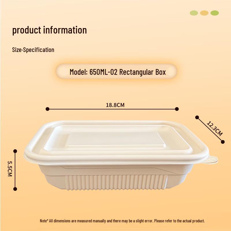 650ml Biodegradable Rectangular Food Container