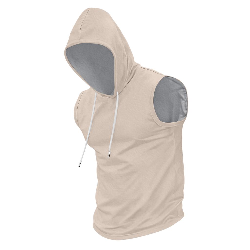 Men's Casual Sleeveless Hoodie Drawstring Pullover Lightweight Relaxed Fit Workout Tank Top for Daily Wear Gym Training