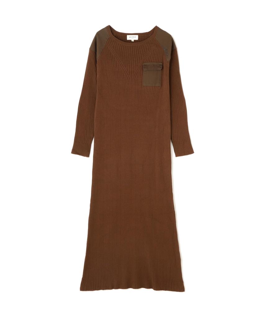 AVIREX MILITARY RIB KNIT ONEPIECE Women's M 050 Brown 783-4240602