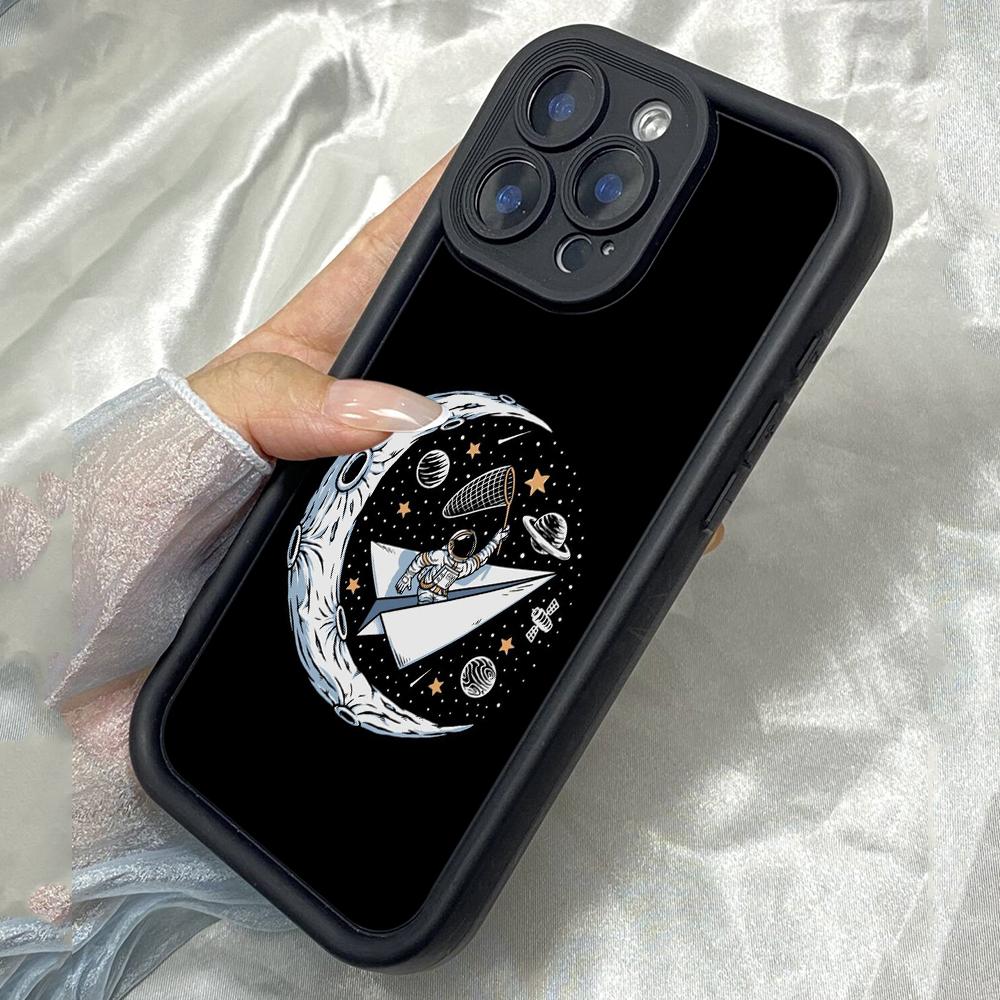 JT27 Astronaut Catching Stars On the Moon Illustration Realme Huawei Honor Infinix Tecno Itel Motorola Google All Model Angel Eyes Soft TPU Phone Case