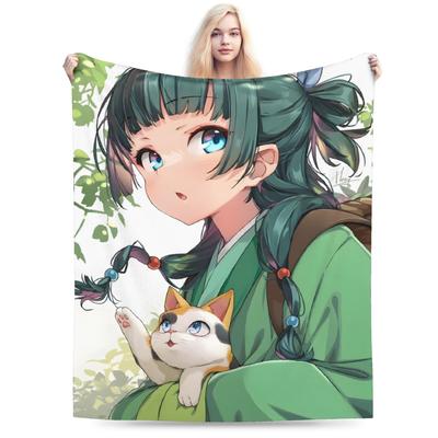 Les Carnets de l'Apothicaire Anime Maomao Couverture Polaire Imprimée Couverture Chaude Portable pour Maison Voiture Literie Jetés