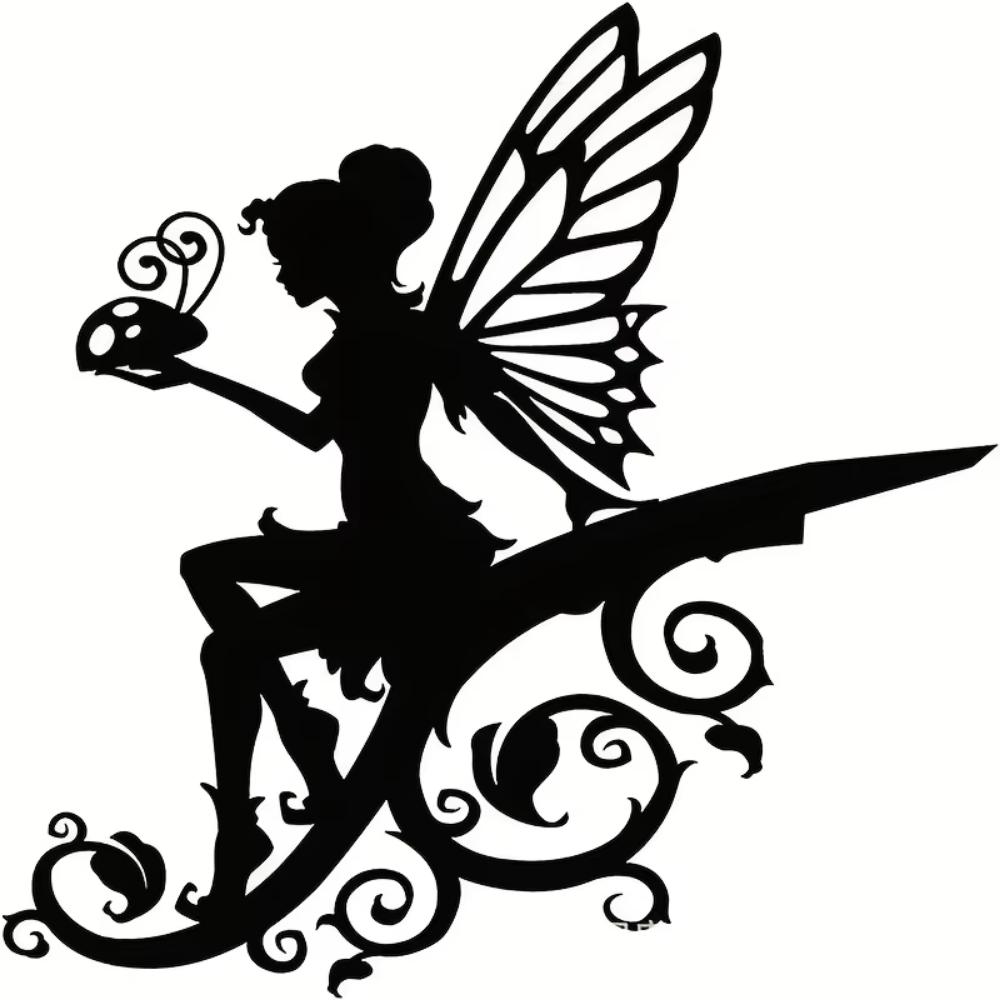 1 Stück Feen-Wandkunst aus Metall für draußen, Silhouetten-Plakette, Skulptur für Gartendekoration, Zaun, Herbstdekoration, Halloween-Dekoration