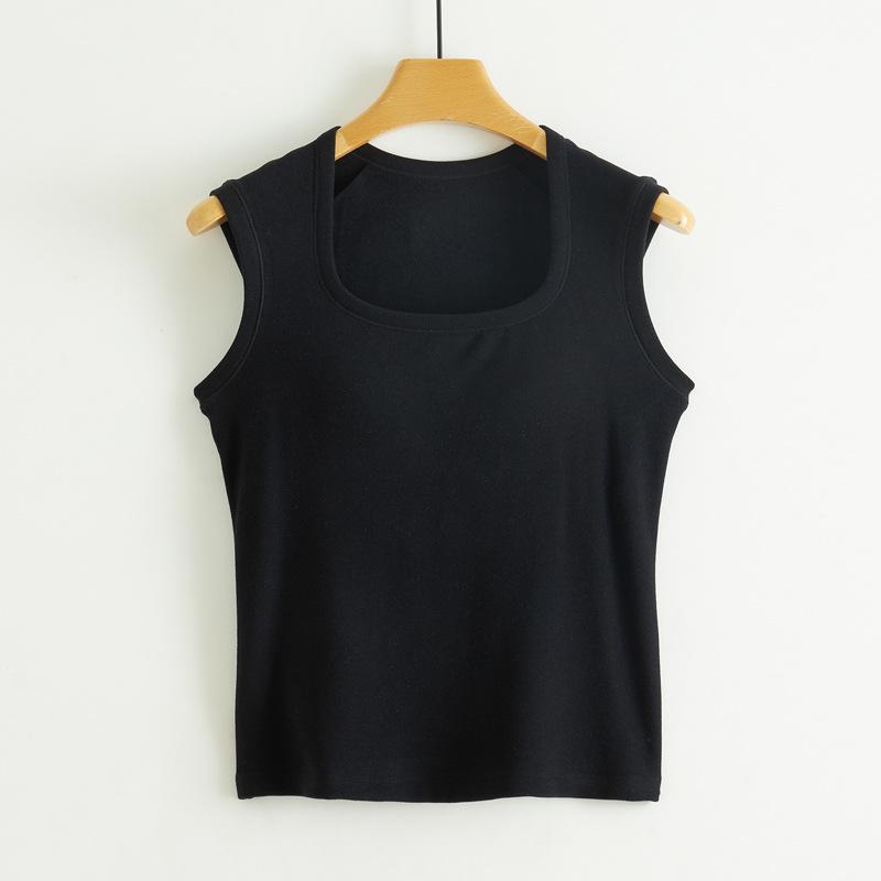 German Velvet Thermal Underwear with Chest Pads: Wide Shoulders, Slimming Fit, Trapezoidal Collar, Sleeveless Vest.